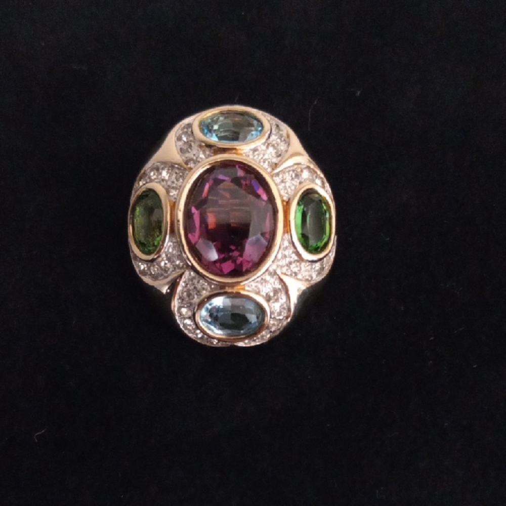 PANETTA Vintage Multi-Crystal  Necklace Enhancer with Purple Center Stone Signed